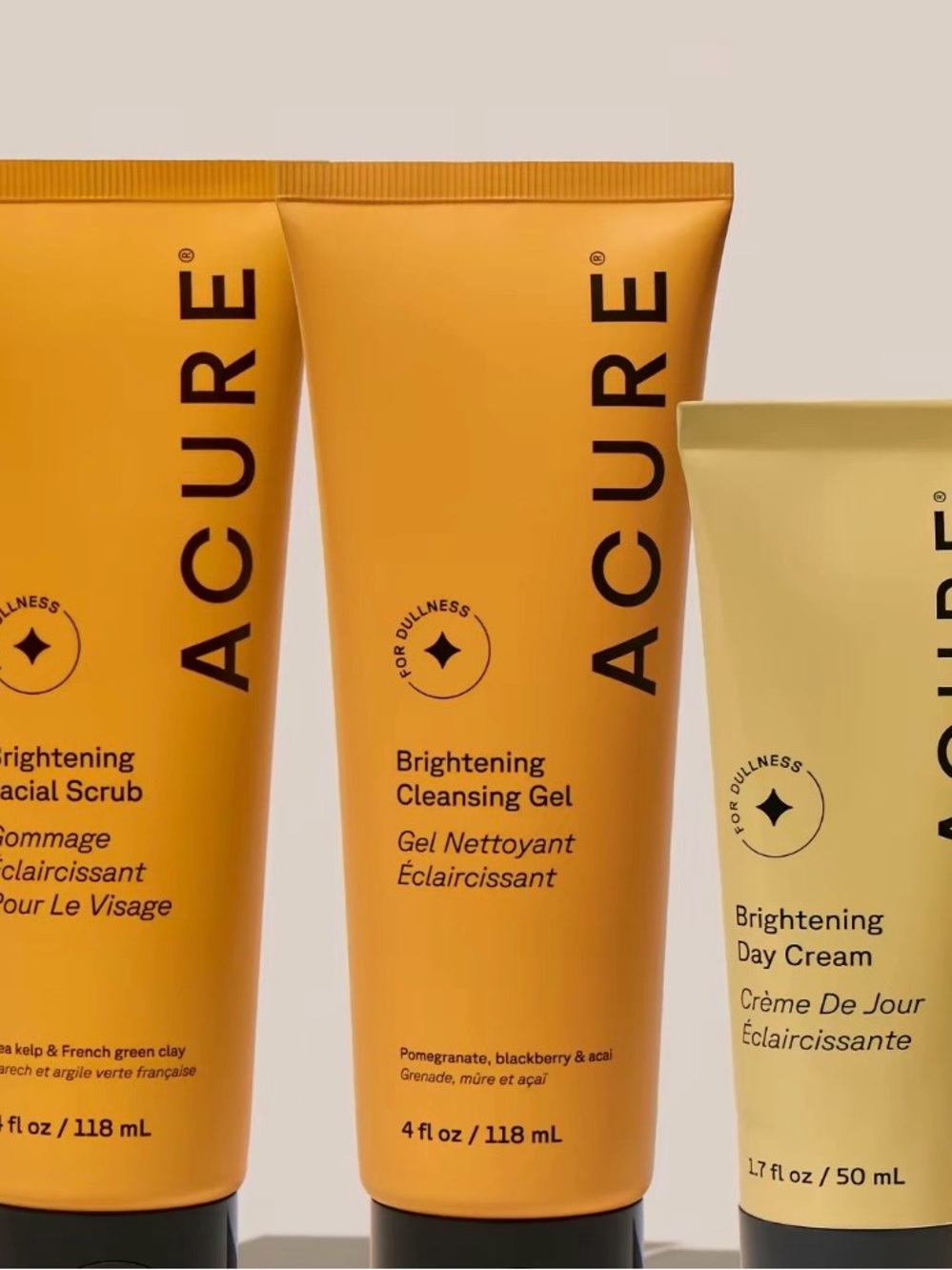 Acure everyday glow routine cleanse exfoliate & hydrate for brighter skin